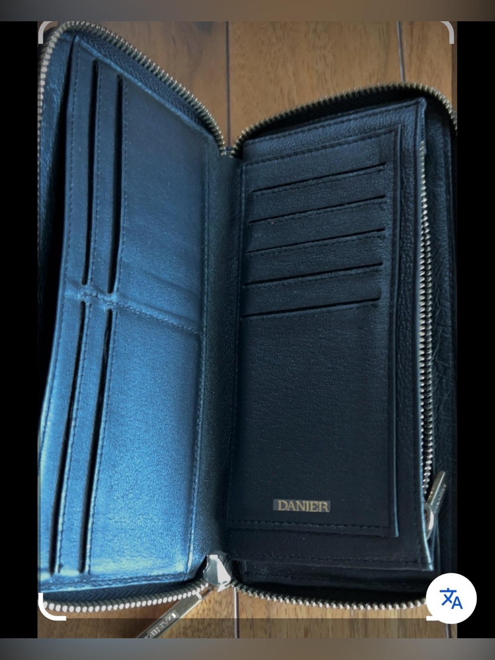 Danier Black Zip-Around Leather Wallet